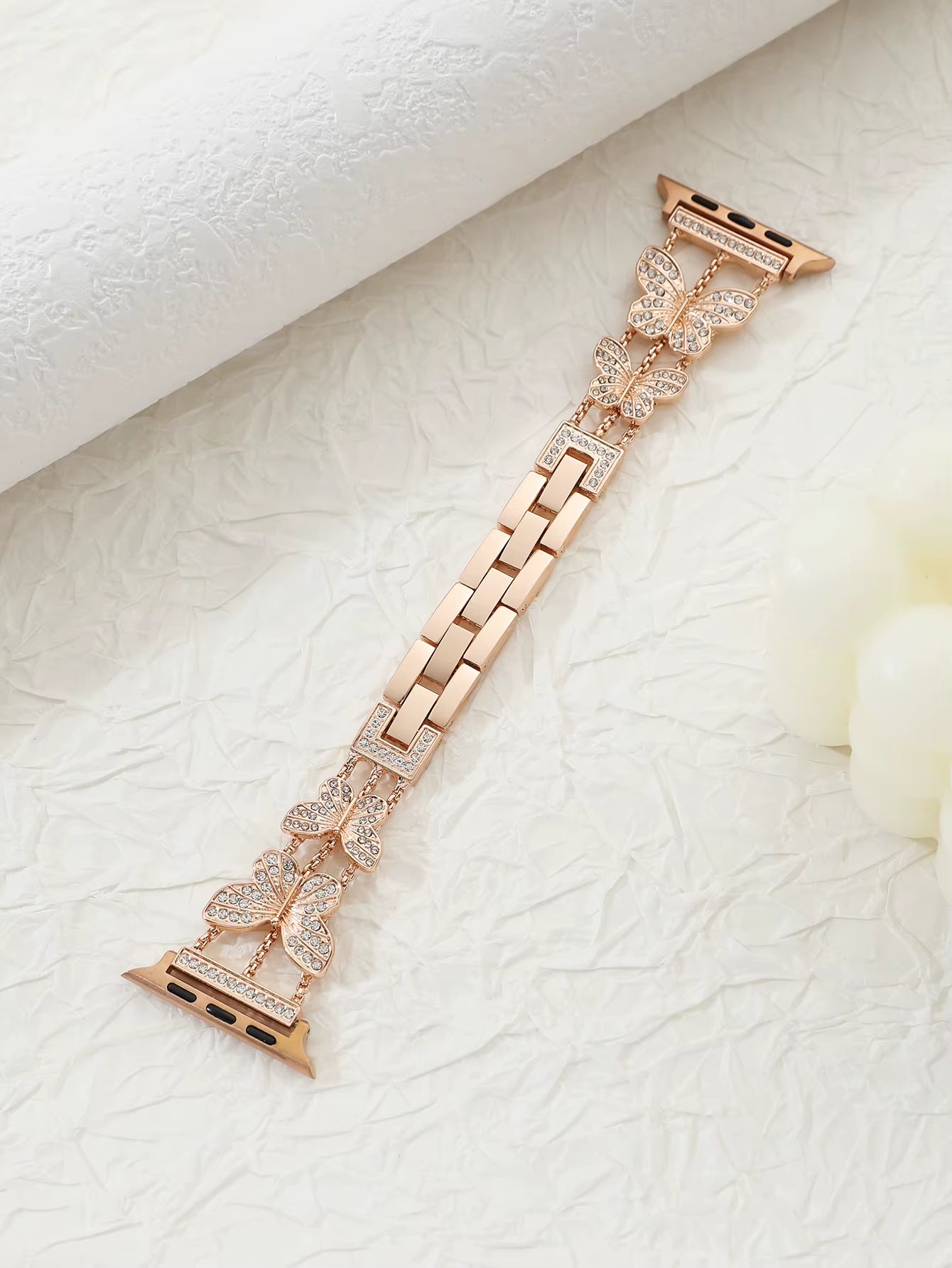 Bracelet En Métal Pour Bracelet De Montre Apple Ultra 4Mm 45Mm 40Mm 41Mm 49Mm, Chaîne Papillon Scintillante Pour Iwatch Série 9 8 7 6 5 SE 4 3