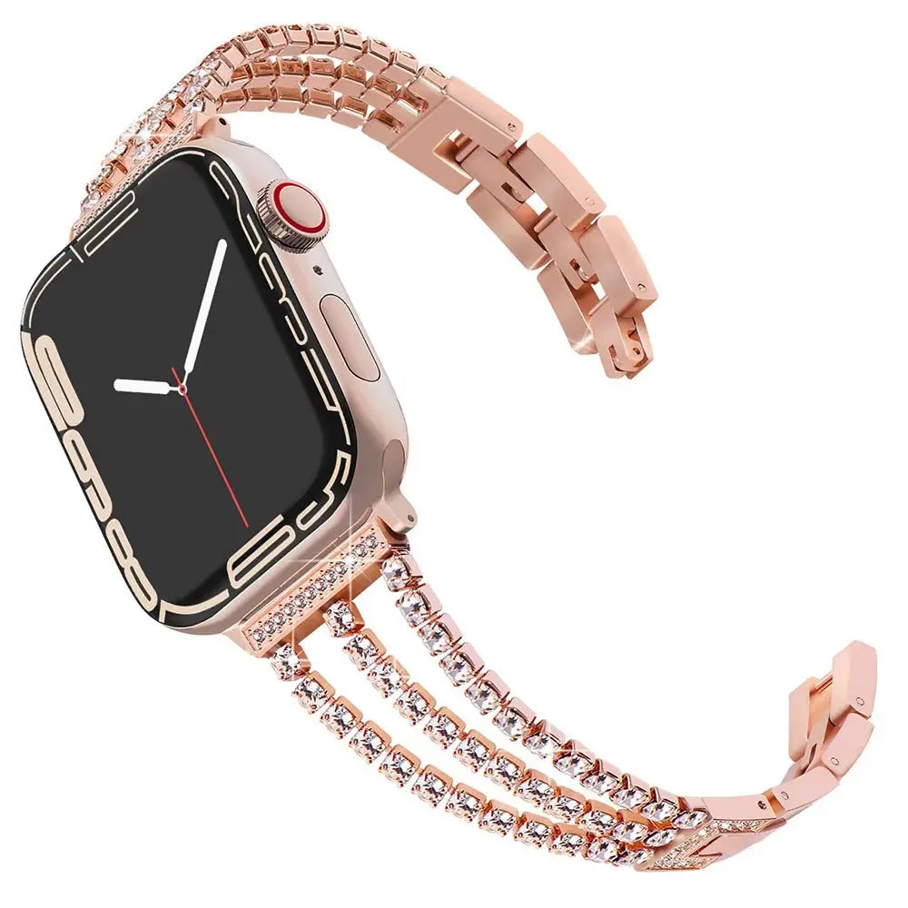 Metal Chain-Styled Watch Strap for All Range of  Watch Series Diamond-Encrusted Chain Stainless Steel Watch Band