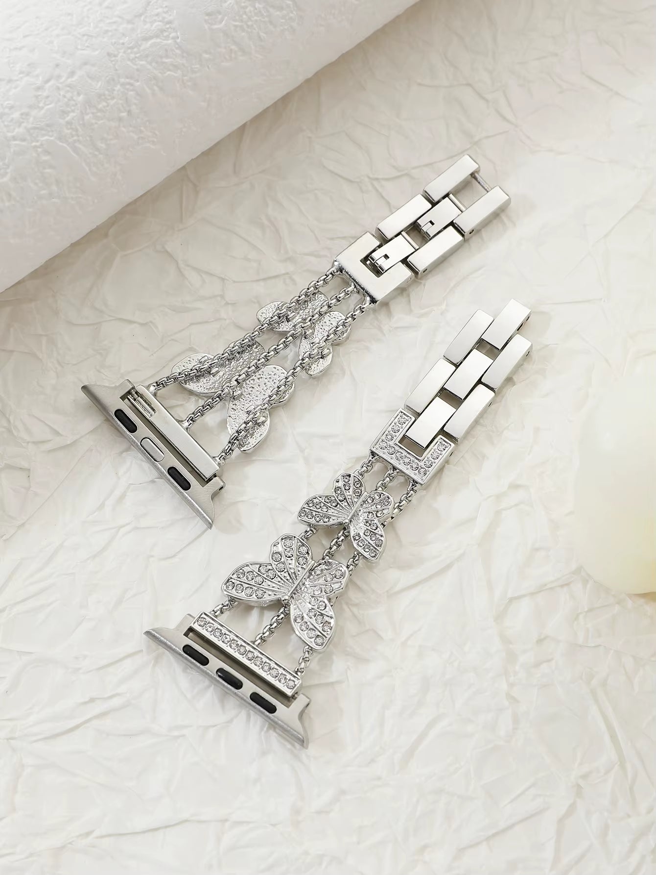 Bracelet En Métal Pour Bracelet De Montre Apple Ultra 4Mm 45Mm 40Mm 41Mm 49Mm, Chaîne Papillon Scintillante Pour Iwatch Série 9 8 7 6 5 SE 4 3