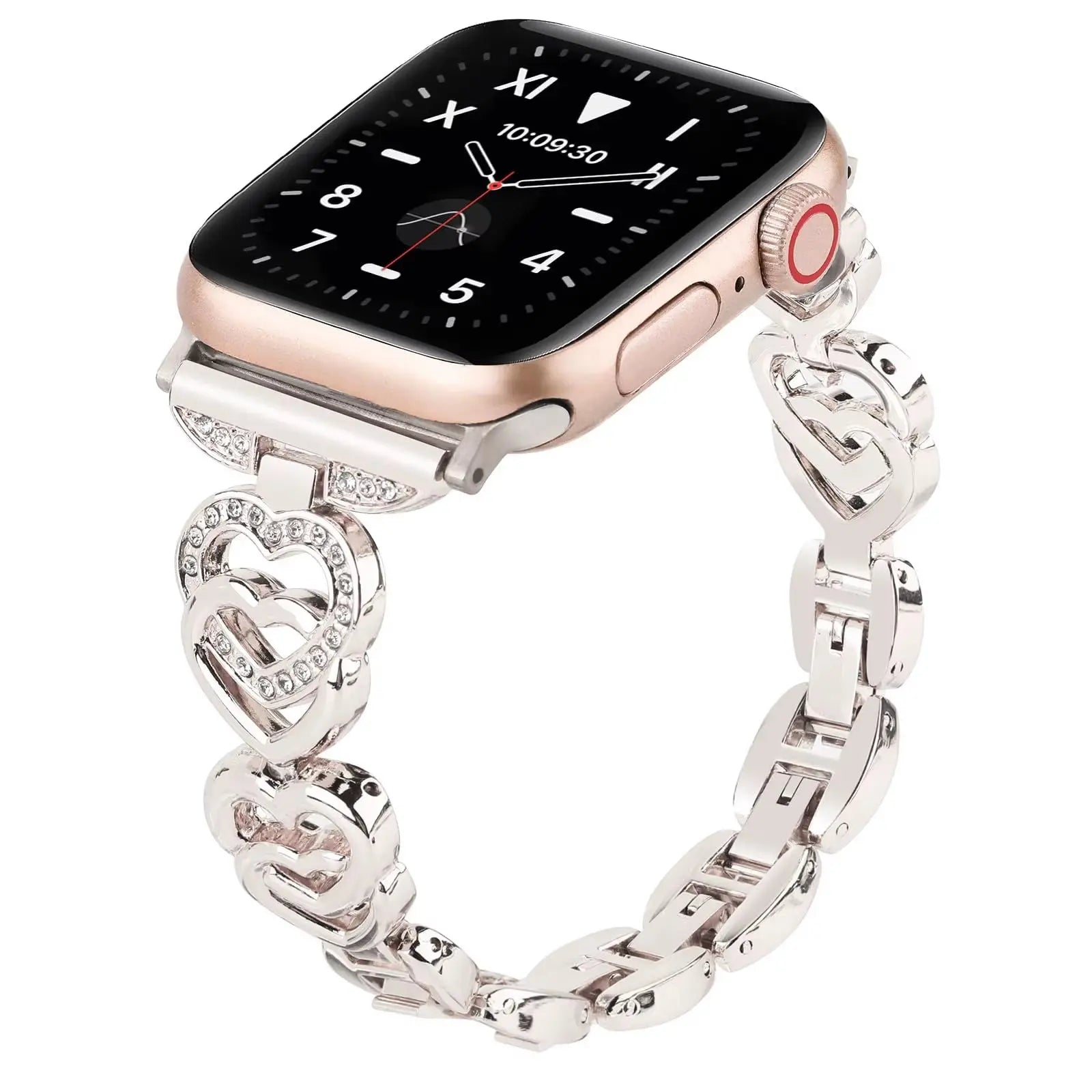 Diamond Heart Strap for  Watch Band 40Mm 44Mm 38Mm 45Mm 41Mm 49Mm 42Mm Metal Bracelet Iwatch Series Se 7 6 3 5 Ultra 2 8 9