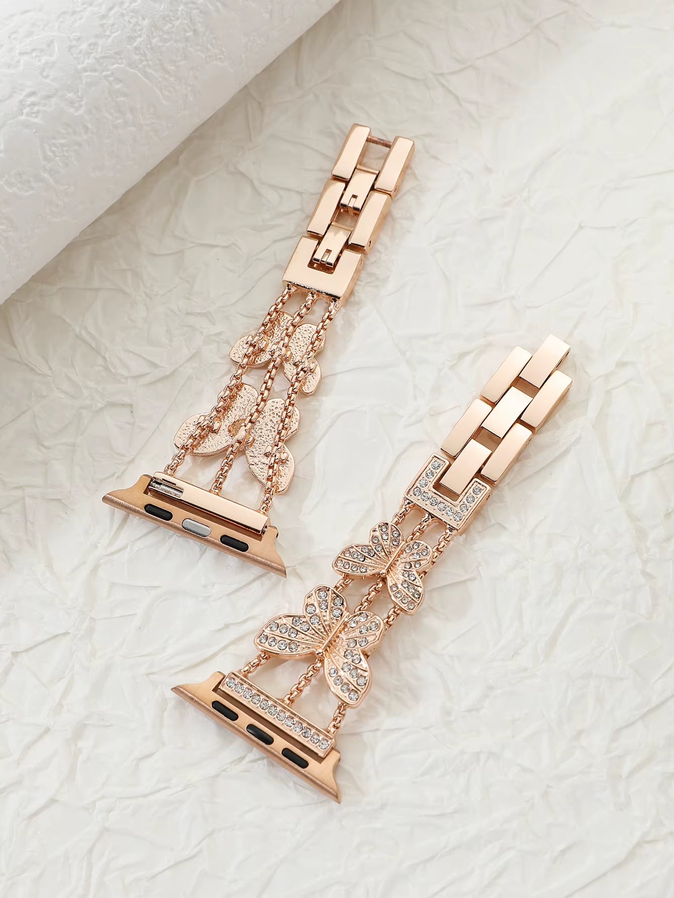 Bracelet En Métal Pour Bracelet De Montre Apple Ultra 4Mm 45Mm 40Mm 41Mm 49Mm, Chaîne Papillon Scintillante Pour Iwatch Série 9 8 7 6 5 SE 4 3