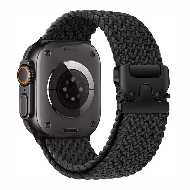 Bracelet Tressé À Boucle Solo Pour Apple Watch Ultra2, 49Mm 46Mm 44Mm 45Mm 42Mm 40Mm41Mm, Bracelet À Bouton De Parachute Série 10 9 SE 8 7 6 5 4