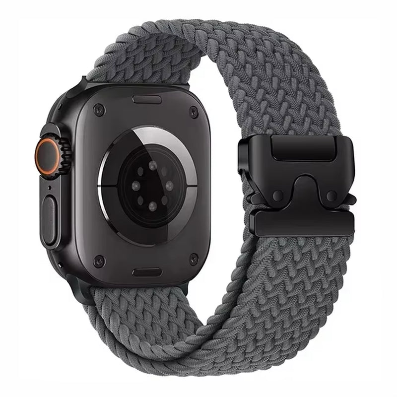 Bracelet Tressé À Boucle Solo Pour Apple Watch Ultra2, 49Mm 46Mm 44Mm 45Mm 42Mm 40Mm41Mm, Bracelet À Bouton De Parachute Série 10 9 SE 8 7 6 5 4