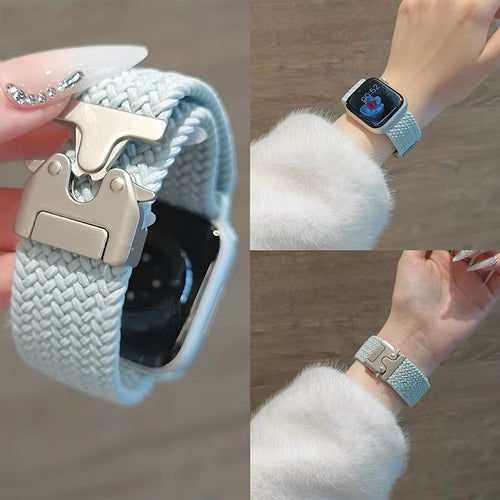 Bracelet Tressé À Boucle Solo Pour Apple Watch Ultra2, 49Mm 46Mm 44Mm 45Mm 42Mm 40Mm41Mm, Bracelet À Bouton De Parachute Série 10 9 SE 8 7 6 5 4